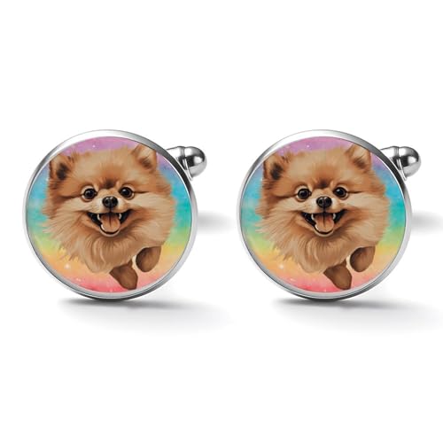 Freecustom Manschettenknöpfe für Männer, Mops, Peeking, Herren-Manschettenknöpfe, Tiermotiv, Geschenk, Hemd, Manschettenknöpfe, Haustier, Hund, Tier, elegante Manschettenknöpfe, Business, Hochzeit,