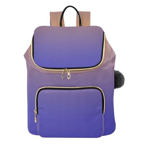 Sac à dos femme antivol dégradé orange violet avec pompon