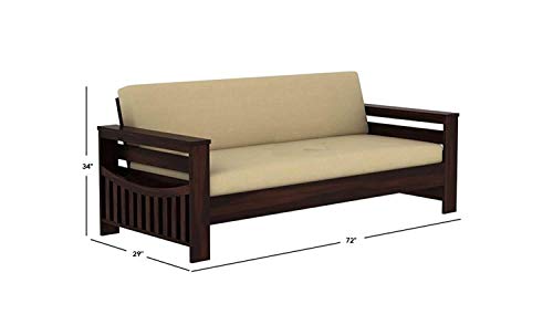 Image of BN Furniture Solid Sheesham Wood Sofa Set 6,5,3&2 Seater Cushioned Back for Living Room Stylish, Durable & Comfortable for Home, Office, Hall, Guest Room (Walnut White Cushion 3 Seater, 3 Seater)