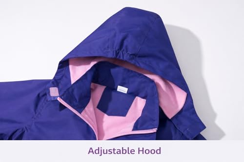 Image of MGEOY Kids Rain Jacket, Waterproof Lightweight Hooded Windbreaker for Boys Girls 4-14Y