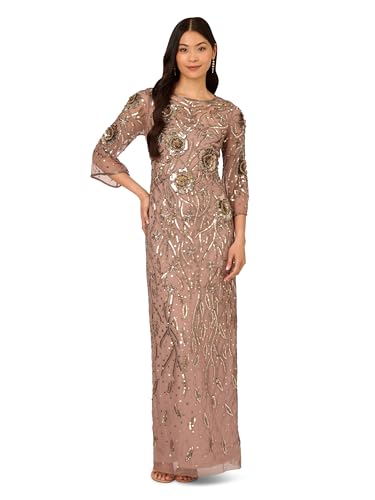 Image of Adrianna Papell Women's Beaded Mesh Long Dress