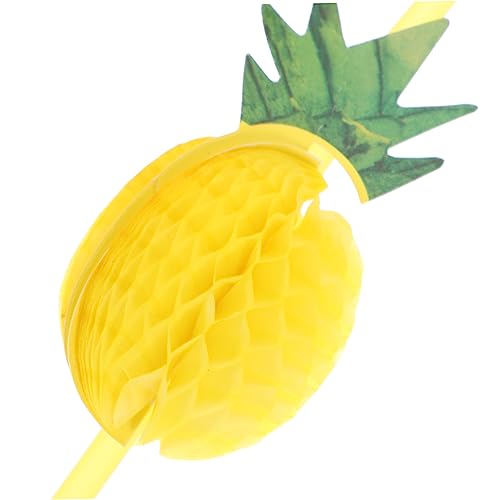 30 pitillos desechables forma piña color amarillo miniatura 7