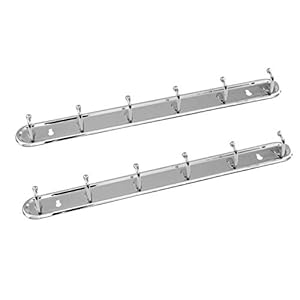 Lantelme 2 stuks kookbesteklijst set roestvrij staal gepolijst keukenstrip 6 haken hakenlijst 7433