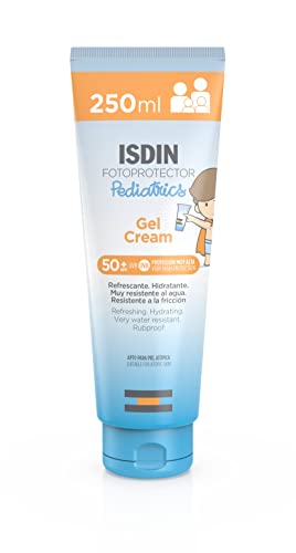 ISDIN Fotoprotector Pediatrics Gel Cream SPF 50+, Protector Solar Corporal para Niños, Hidratante y Refrescante, adecuado para Toda la Familia, 250 ml