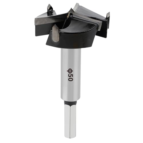 SUQIN Broca Forstner De 50 mm Para Madera, Diámetro De 50 mm, Longitud 90 mm Broca Para Madera De Aleación De 3 Filos Con Vástago Hexagonal De 10 mm Para Taladrar En Plástico Madera Contrachapada
