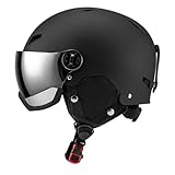 Casco da sci con occhiali da sci antivento casco da snowboard unisex integrale casco da sc...