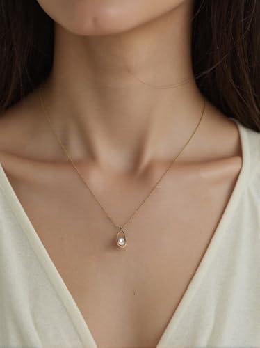 Pearl Necklaces for Women,Charm Choker Necklaces with Natural Freshwater Cultured Pearls,Dainty Pendants Necklaces Daily Wear or Fashion Gift for Women4