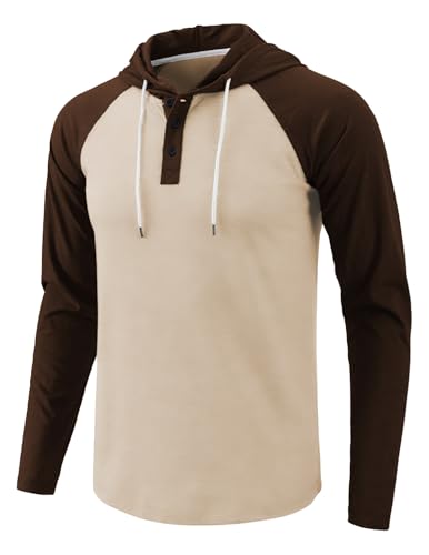 Men's Casual Sweatshirts Fall Hooded Long Sleeve Shirts Drawstring Color Block Pullover Hoodies
