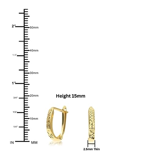 Image of 14K Yellow Gold Huggie Hoop Earrings, Shiny and Small, Round and Oval