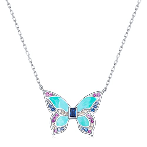 Collier délicat avec pendentif papillon plaqué or et initiale femme