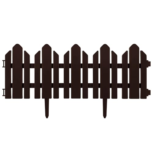 Recinzione da giardino piccola recinzione bordo palizzata recinzione decorativa marrone 2,3 mb decorazione giardino disposizione fiori piante plastica elegante semplice montaggio modulare flessibile