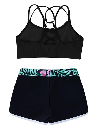 Kids Girls 2 Pieces Bathing Suit Beach Swimsuit Sports Swimwear Tankinis Top with Shorts Set4