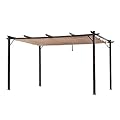 Outsunny 10' x 13' Aluminum Patio Pergola with Retractable Pergola Canopy, Backyard Shade Shelter for Porch, Outdoor Party, Garden, Grill Gazebo, Brown