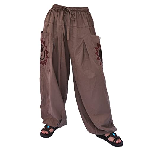Siamrose Baggy Yoga Harem Pants Men Women Casual Lounge Trousers 2 Big Pockets, One Size, Elastic Waist