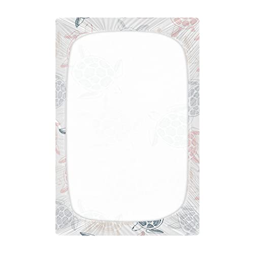 Image of Sea Turtles Fitted Crib Sheet for Girls and Boys, Soft Breathable for Standard Crib & Toddler Bed Mattress, 27 x 39 in
