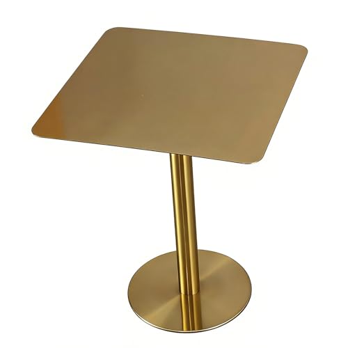 WPWSDWMX Mesa de Bar Cuadrada de Acero Inoxidable, Capacidad de Carga de 70 Kg, 74 cm de Alto. Mesa de Cóctel y Bistro para Uso Doméstico y Comercial(Yellow,50cm/19.7in)