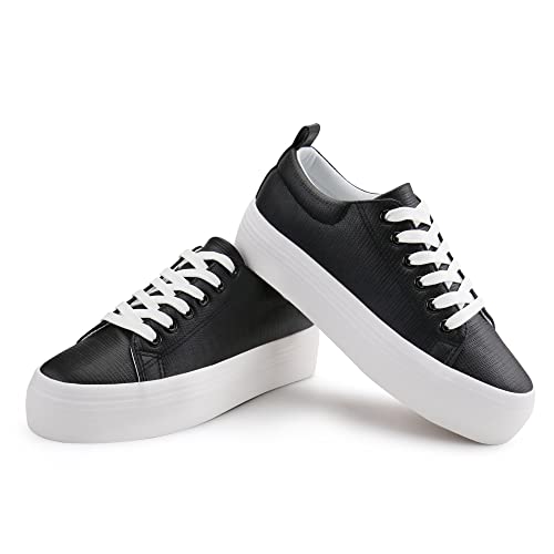 Image of JABASIC Women Lace Up Platform Sneakers Comfortable Casual Fashion Sneaker Walking Shoes