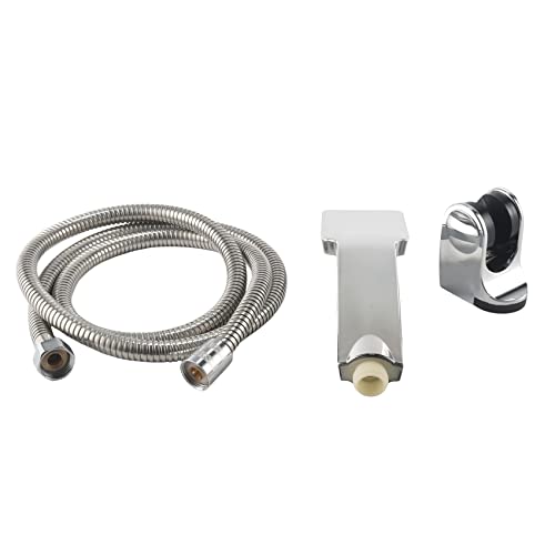 Dciustfhe - Pommeau de douche carré + support + tuyau en acier inoxydable haute pression de 1,5 m - Pour salle de bain Cover