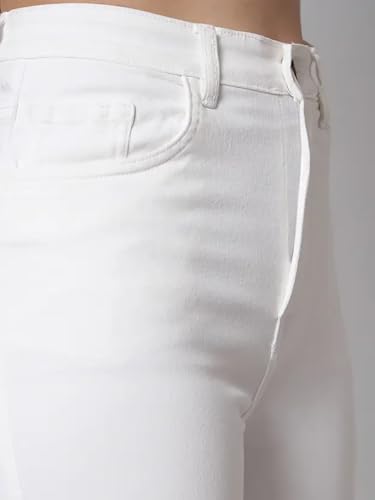 Image of KOTTY Women's Solid|Fit and Flared Fitting|Ankle Leg Style|High Rise|Stechable|Casual Jeans