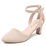 Motasha Girls Dress Shoes for Girls High Heels for Big Girl Flower Girl Shoes Size 3 Nude Shoe Little Kids High Heels Closed Toe Pumps Dress Shoe Formal Wedding Party (M7506Nubuck Nude 3)