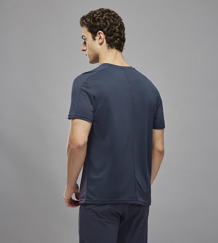 Image of TECHNOSPORT Men's Slim Fit Color Block T-Shirt, Technocool Quick Dry Anti-Microbial Short Sleeve Sports Tee for Gym, Running, Training & Everyday Wear