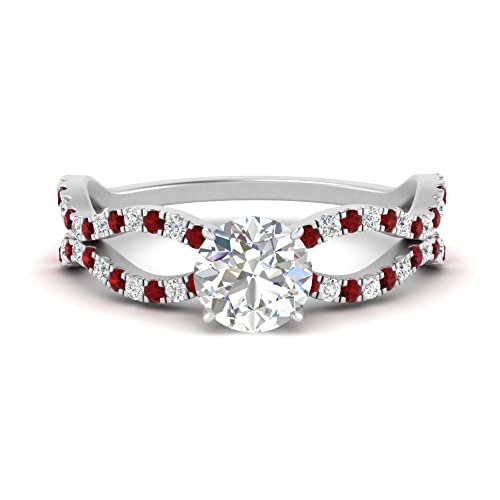 Image of 55Carat Choose Your Gemstone Pave Split Wave Diamond CZ Ring Sterling Silver Round Shape Split Shank Engagement Ring Everyday Jewelry Wedding Jewelry Handmade Gifts for Wife US Size 4 to 12
