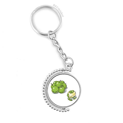 Porte-clés rotatif pomme verte DIYthinker avec anneau design multicolore de format compact