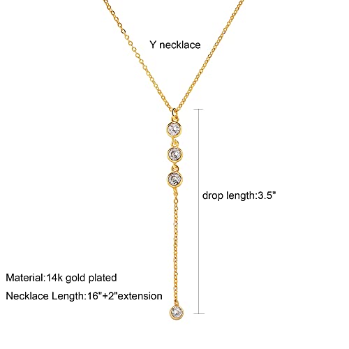 Image of Tewiky Dainty 14k Gold Plated /Silver Cubic Zirconia Necklaces for Women, Simple CZ Jewelry Necklaces Trendy Gifts