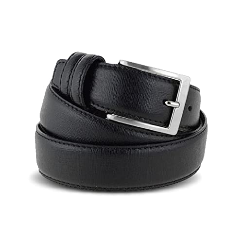 Leather belt 3.5 cm Saffiano formal Made in Italy handmade