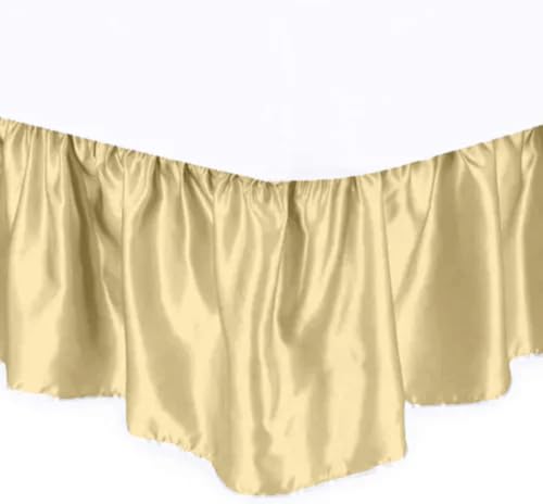 Falda de cama de satén verde oliva Queen para dormitorios de diseño zen 5