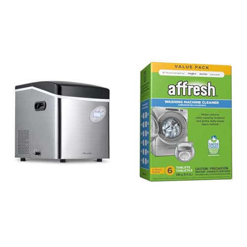 Newair Portable Ice Maker 50 lb. Daily, 12 Cubes in Under 7 Minutes - Compact Countertop Design - 3 Size Bullet Shaped Ice - for Kitchen/Office/RV/Bar - Stainless Steel