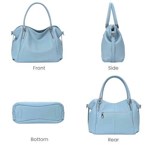 Image of HESHE Leather Shoulder Purses for Women Tote Handbags Satchel Hobo Handbag | Designer Genuine Leather Travel Top Handle Work Bag Ladies Crossbody Purses Adjustable Straps Large Capacity Zippered Closure