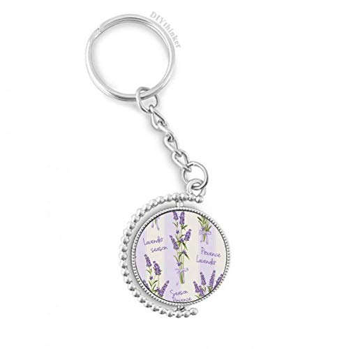Porte-clés rotatif lavande dessin art plante 3 cm x 9 cm multicolore