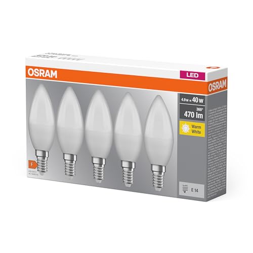 Osram LED BASE Classic B40, matte Filament LED-Lampen aus Glas für E14 Sockel, Kerzenform, Warmweiß (2700K), 806 Lumen… – Ansicht 2