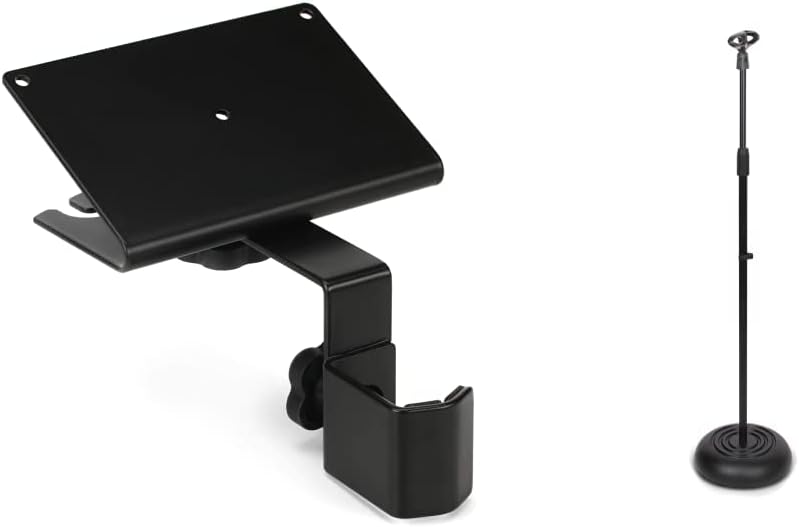 Behringer P16-MB Mounting Bracket for PowerPlay P16-M & Microphone Stand - Universal Mic Mount with Heavy Compact Base, Height Adjustable (2.8’ - 5’ ft.) - PMKS5