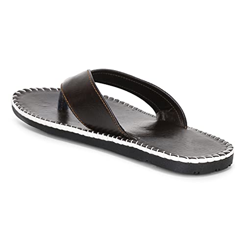 Image of Emosis Men's Faux Leather Slipper - Flat Chappal cum Thong Sandal - For Daily Use Outdoor Indoor Formal Office Home Ethnic Casual Wear E0527