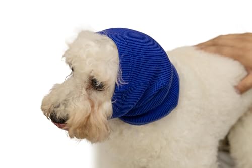 Image of Anti-Anxiety Dog Ear Cover Neck Gaiter Calming Noise Reduction Head Covers for Dogs Blue M