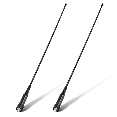 Eightwood VHF UHF 144/430Mhz Dual Band Whip Antenna SMA Female Soft Walkie Talkie Antennae 15in 2-Pack for Baofeng Ham Two Way Radio UV-5R UV-82 BF-F8HP
