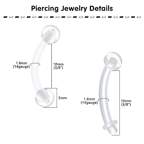 Longita Clear Belly Button Rings Plastic Belly Button Rings Plastic Belly Rings for Sports Surgery2