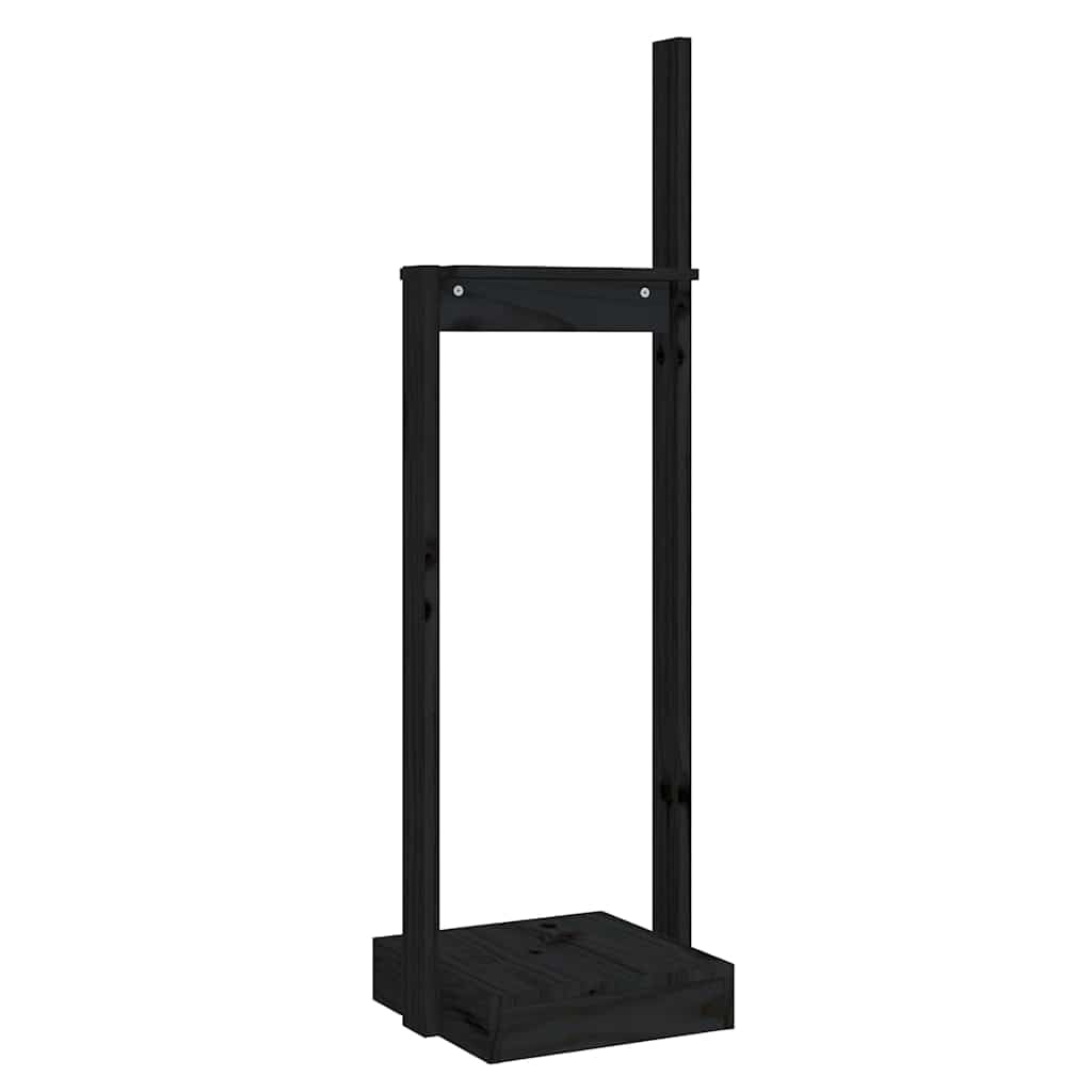 Home strumenti-Portalegna Nero 33.5x30x110 cm Legno Massello Pino