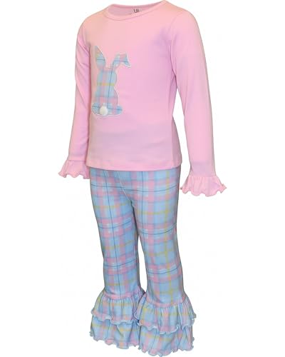 Image of Unique Baby 2 Piece Girls Double Ruffle Leggings and Long Sleeve Shirt Clothes Set Kid and Toddler Girl Outfit