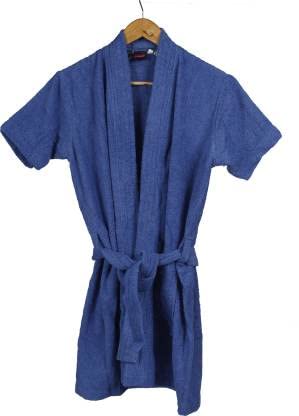 GAB 100 % Terry Cotton Knee Length Half Sleeve Packet With Waist Belt Bathrobe For Kids Boys & Girls