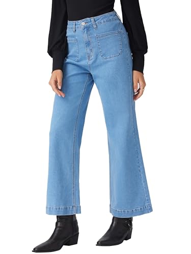 CIDER Womens Wide Leg Jeans High Waisted Stretchy Denim Flared Pants with Pockets2