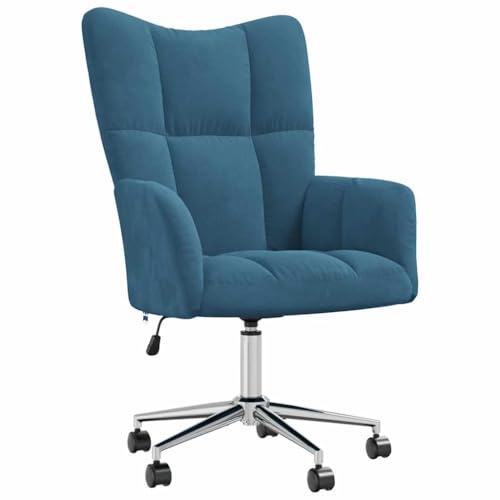vidaXL Sedia reclinabile con ruote girevole in altezza regolabile sedia TV sedia imbottita sedia relax sedia ad ala soggiorno velluto blu