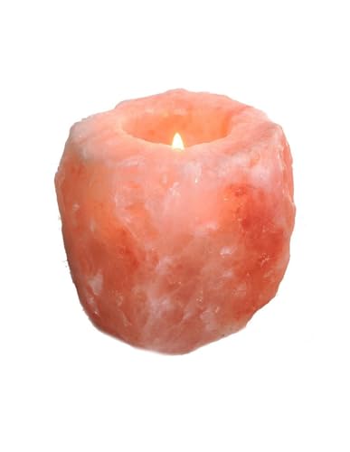 TENET Lámpara de sal rosa del Himalaya (portavelas, 9 x 10 cm, 1 kg)
