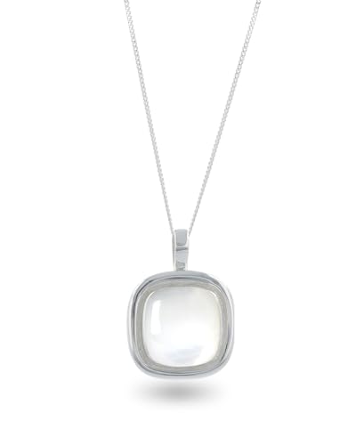 Collier argent 925 femme avec pendentif nacre blanche et pierre naturelle Alina