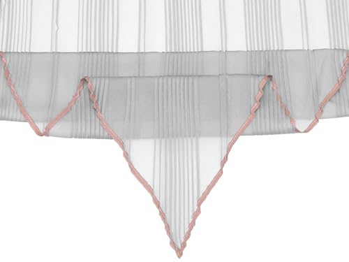 Women Pleated Chiffon Scarves, Contrast Color Trim Semi Sheer Stretchy Gauze Neck Scarf Neckerchief4