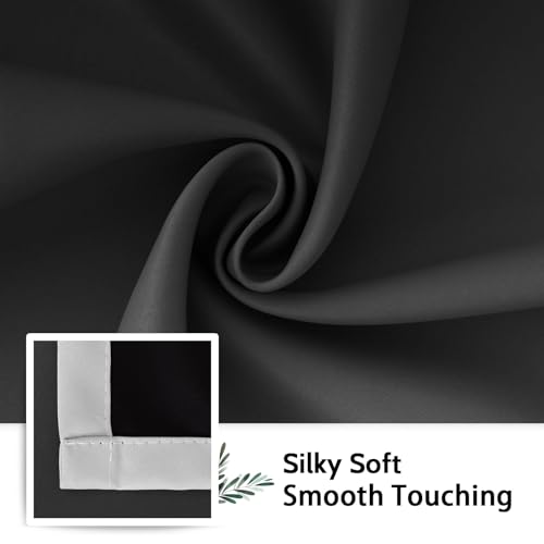 Image of SimpleHome 100% Blackout Ombre Bedroom Curtains Black and Greyish White,54L | Room Darkening Curtains,Thermal Insulated Grommet Window Drapes and Curtains for Living Room,2 Panels, 52x54 inches Length