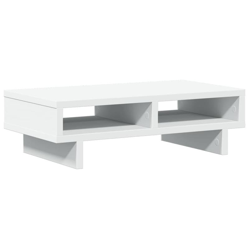 Eleganz Soporte para monitor de madera – Soporte de escritorio blanco 50 x 27 x 15 cm para oficina y oficina en casa – Diseño estable, ahorra espacio y duradero