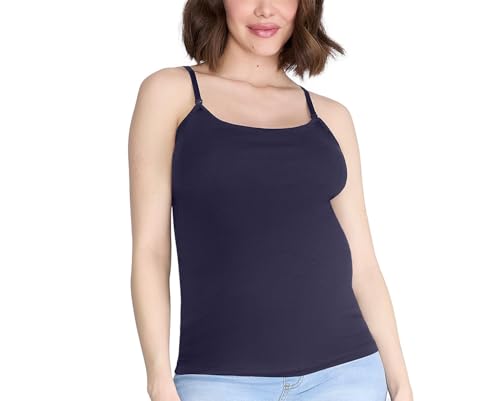 Image of Motherhood Maternity Women's Clip Down Nursing Tank Top Cami with Adjustable Straps and Built-in Shelf Bra for Breastfeeding